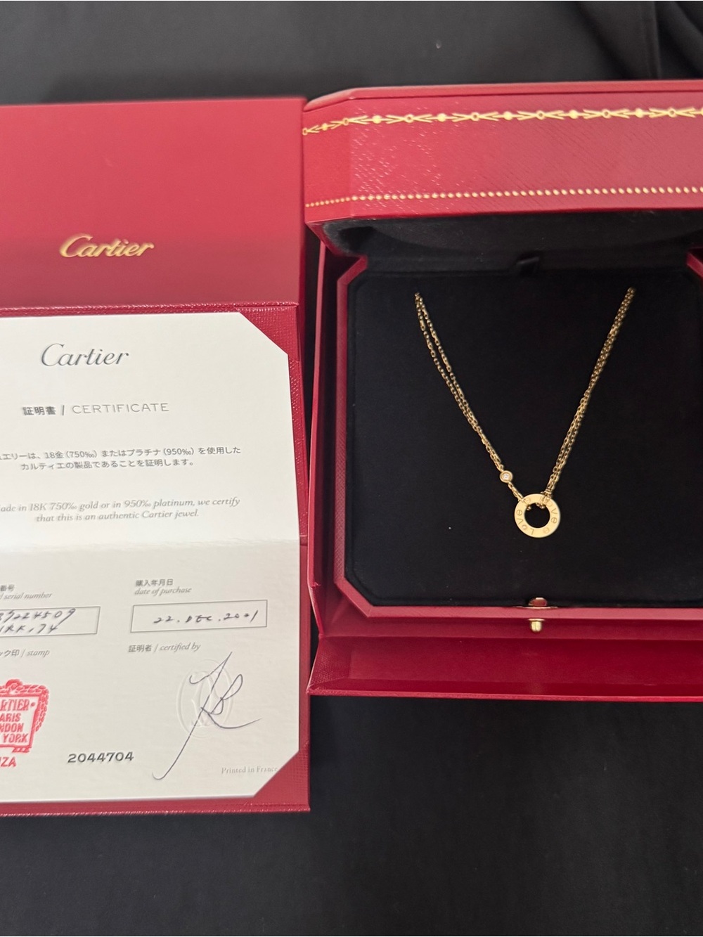 Cartier 18k yellow Gold 2 Diamond LOVE Necklace - Picture 4 of 9